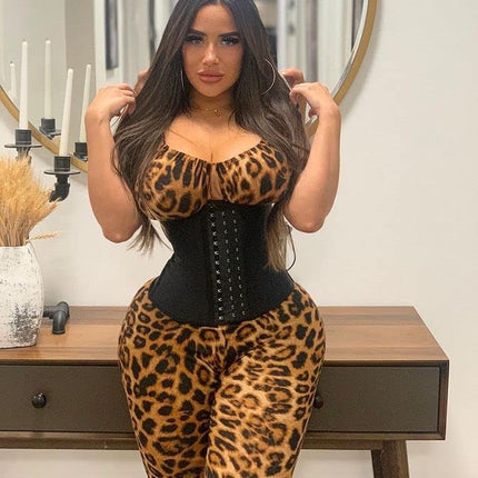 YIANNA Donna Corsetto Dimagrante Stringivita Latex Waist Trainer Corpetto Body Shaper Bustino Modellante Nero,YAU37G Size M