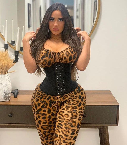 YIANNA Donna Corsetto Dimagrante Stringivita Latex Waist Trainer Corpetto Body Shaper Bustino Modellante Nero,YAU37G Size M