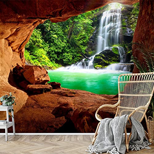 Runa Art Carta da parati fotografica gola cascata Moderno Vello Soggiorno Camera Da Letto Sala - Made in Germany - verde Brown 9071010c