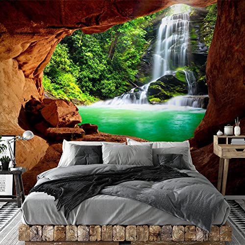 Runa Art Carta da parati fotografica gola cascata Moderno Vello Soggiorno Camera Da Letto Sala - Made in Germany - verde Brown 9071010c