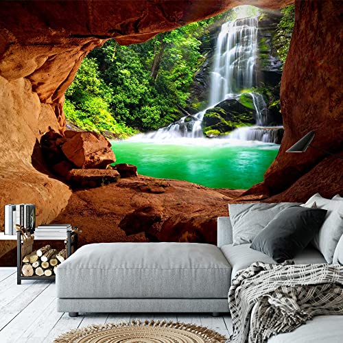 Runa Art Carta da parati fotografica gola cascata Moderno Vello Soggiorno Camera Da Letto Sala - Made in Germany - verde Brown 9071010c