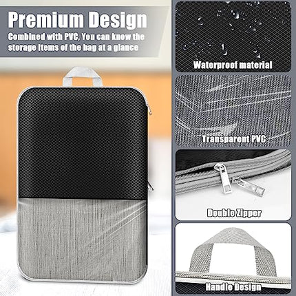 Meejoy Organizer Valigia Set di 7 Packing Cubes, Organizer Valigia Salvaspazio Estensibile, Organizer Viaggio per i Vestiti Scarpe Intimo, Valigia Salvaspazio per Zaini o Bagagli a Mano space(Nero)