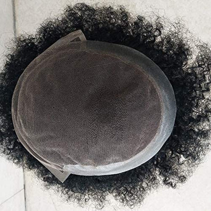 360 Parrucche di Pizzo Pieno Full Lace Parrucca Uomo per Afro Uomini Sistema di Sostituzione dei Capelli Protesi Capelli Uomo 8×10 Pollici Pelle Sottile 0.06cm Spessore Parrucche in Off Black