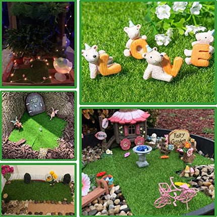 KAHEIGN 10 Pezzi Tappetino in Erba Artificiale, 15CM x 15CM Prato da Giardino Realistico Erba Artificiale Fata Realistica Tappeto Erboso da Giardino in Microerba per Giardino Bambole Casa Decorazione