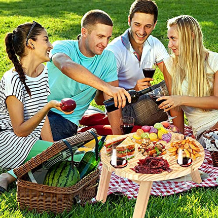 Tavolino Vassoio Aperitivo,Tavolo da vino da esterno, 4 Spazi Portabicchieri, Tavolino Basso da Giardino, Tavolo da Spiaggia Piccolo Campeggio Portatile, Tavolo da Picnic per Giardino di casa Camping