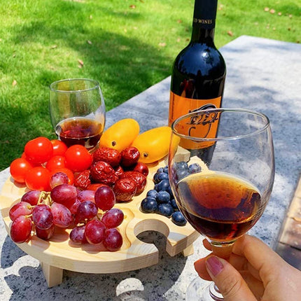 Tavolino Vassoio Aperitivo,Tavolo da vino da esterno, 4 Spazi Portabicchieri, Tavolino Basso da Giardino, Tavolo da Spiaggia Piccolo Campeggio Portatile, Tavolo da Picnic per Giardino di casa Camping