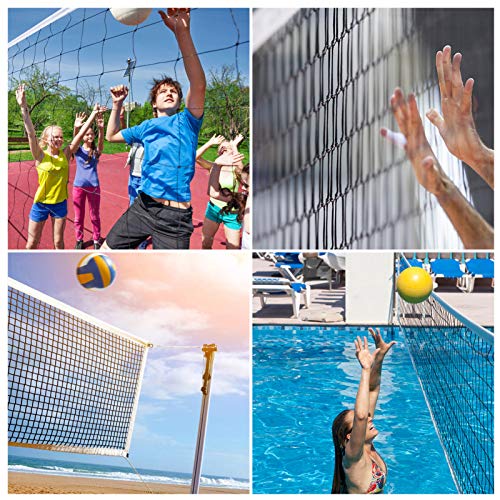 Rete da pallavolo professionale, rete da pallavolo all'aperto resistente, rete da pallavolo da cortile 9,5 x 1 m con fune metallica per aerei, rete da pallavolo portatile per piscina spiaggia giardino