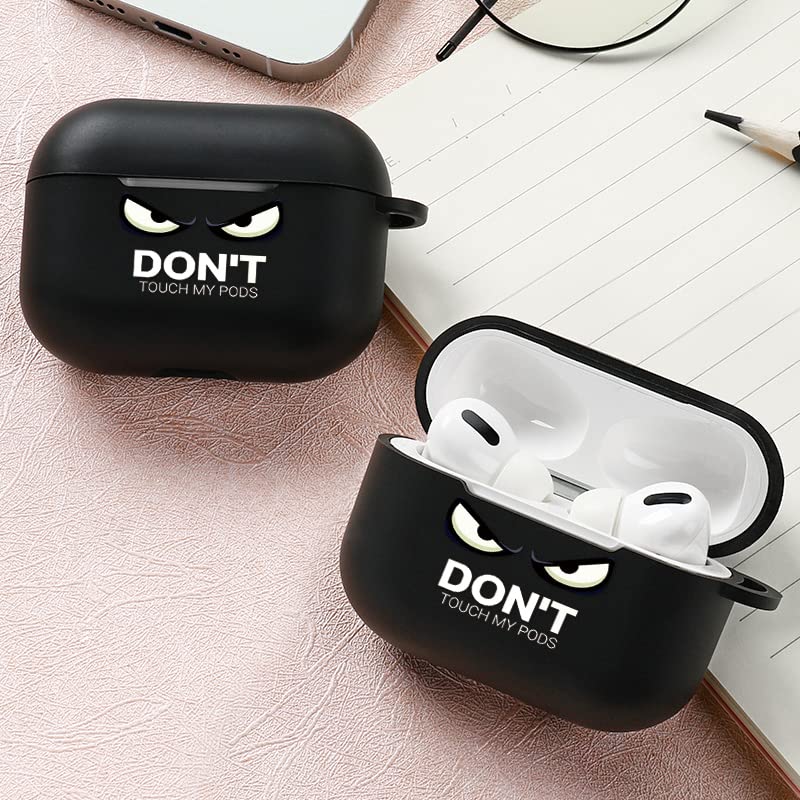 AKABEILA Custodia per AirPods Pro 2 con moschettone, custodia morbida in TPU nera con motivo AirPods Pro 2 2022 Custodia di ricarica AirPods Pro 2a generazione Cover