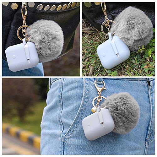 Custodia protettiva con portachiavi a forma di pompon compatibile con custodia di ricarica per AirPods, guscio in silicone antipolvere e cinghia anti-smarrimento, con moschettone di bloccaggio