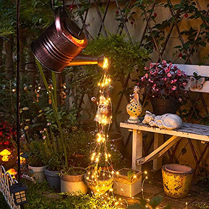 lifemet Innaffiatoio solare luci decorazioni da giardino - sculture impermeabili in rame all'aperto ornamento stella led fata arte lampada decorativa da giardino (con staffa)