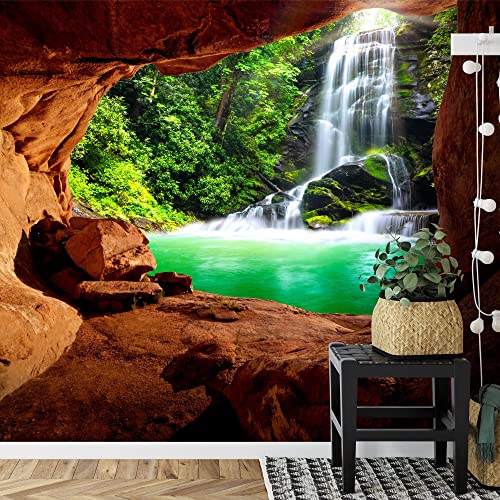 Runa Art Carta da parati fotografica gola cascata Moderno Vello Soggiorno Camera Da Letto Sala - Made in Germany - verde Brown 9071010c