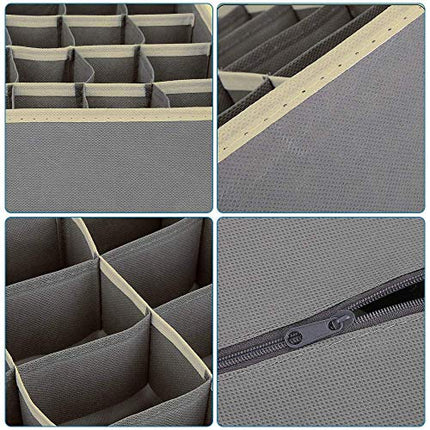 ASANMU Scatola a Scomparti, Cassetti Organizer Pieghevole, Organizzatori per Biancheria Intima, per Riporre Calzini Reggiseni e Cravatte Storage Box, Grigio