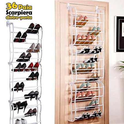 BAKAJI Scarpiera Salvaspazio Dietro Porta Muro Parete 12 Ripiani Slim Modulabile Altezza 183 cm Scaffale Organizer per Scarpe