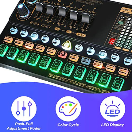 Asmuse Microfono a condensatore Bundle BM-800 Streaming Equipment Mic Kit con scheda audio dal vivo, stand microfono regolabile, kit microfono per la registrazione/trasmissione/streaming