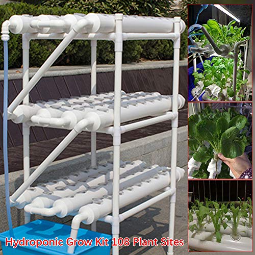 3 Strati 108 Posizioni Hydroponic Site Grow Kit 4 Tubi Verticali Pipeline idroponica Sistema di Coltivazione idroponica Sistema operativo da Giardino per casa, Balcone, Giardino