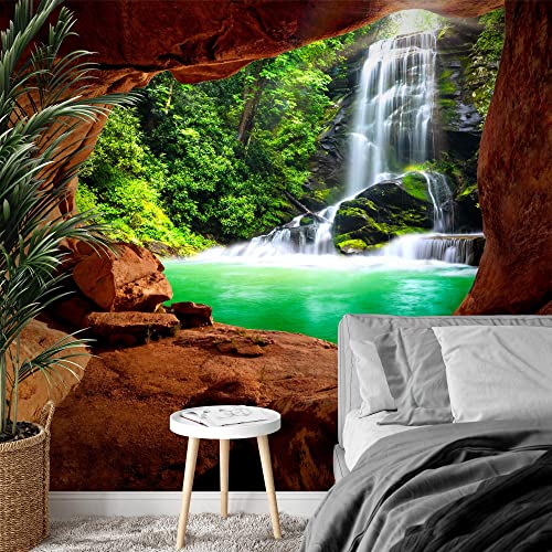 Runa Art Carta da parati fotografica gola cascata Moderno Vello Soggiorno Camera Da Letto Sala - Made in Germany - verde Brown 9071010c