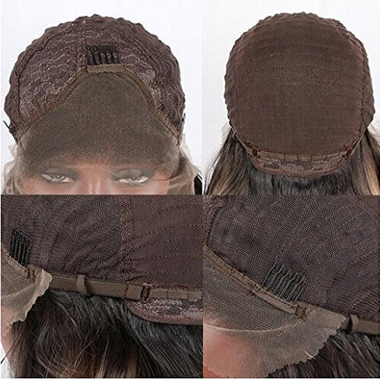 Parrucca da 61 cm con pizzo blu chiaro blu sfumato, parrucca sintetica morbida senza colla, capelli resistenti al calore 180% densità (blu)