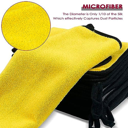 Fousenuk Set di 6 Panno Microfibra Auto con 500 GSM, Panni Telo Grande Asciugamani in Pulizia per Lucidare e Asciugare Auto e Moto, Stracci Morbidi, Assorbenti, Delicati Sulla Verniciatura 40 X 30 cm