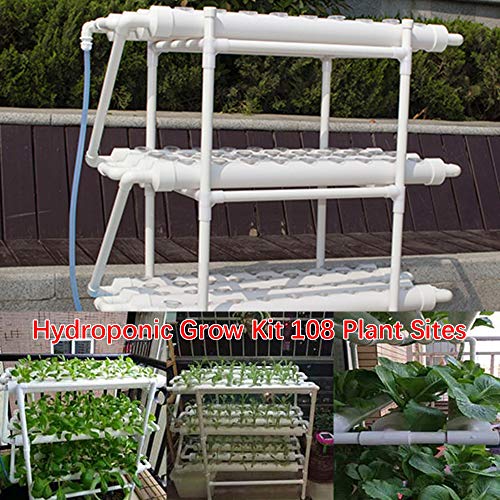 3 Strati 108 Posizioni Hydroponic Site Grow Kit 4 Tubi Verticali Pipeline idroponica Sistema di Coltivazione idroponica Sistema operativo da Giardino per casa, Balcone, Giardino