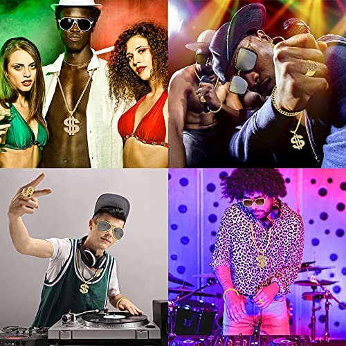 4 Pezzi Accessori Rappe, Kit di Costumi Hip Hop Set, Hip Hop Travestimento Accessossi, Hip Hop Dollaro Collana, per Uomo Donna Boom Box Rapper Hip Hop Festa Carnevale