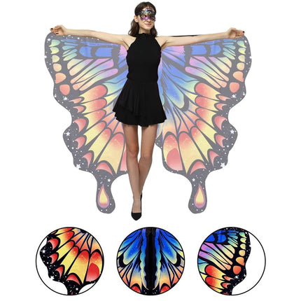 Ali Farfalla Costume,Donna Ali Costume Sciarpa,Farfalla Scialle,Cerchietto Fascia Farfalla per Decorazione Donna Adulti,Maschera,Mantella Farfalla,Costume da farfalla,per feste,costume cosplay
